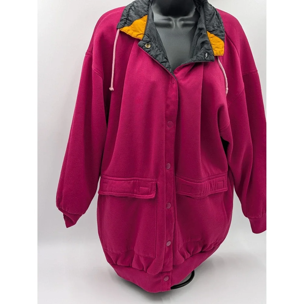 Vintage 80s 90s Colorblock Reversible‎ Fleece Windbreaker Jacket Womens